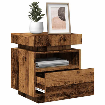 vidaXL Bedside Cabinets with LED Lights 2 pcs Old Wood 40x39x48.5 cm
