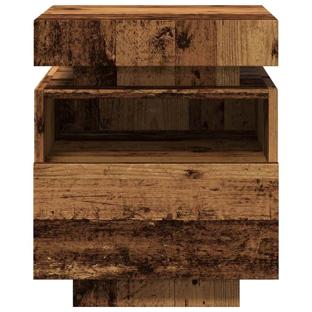 vidaXL Bedside Cabinets with LED Lights 2 pcs Old Wood 40x39x48.5 cm