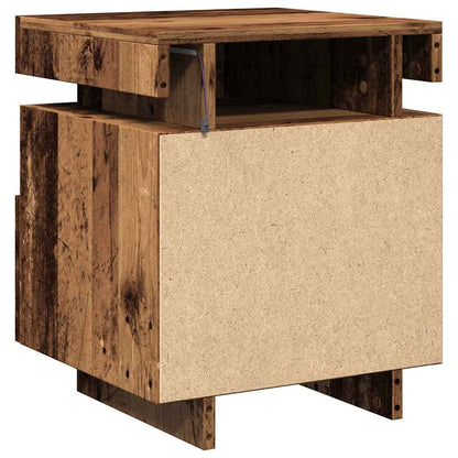 vidaXL Bedside Cabinets with LED Lights 2 pcs Old Wood 40x39x48.5 cm