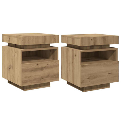 vidaXL Bedside Cabinets with LED Lights 2 pcs Artisan Oak 40x39x48.5cm
