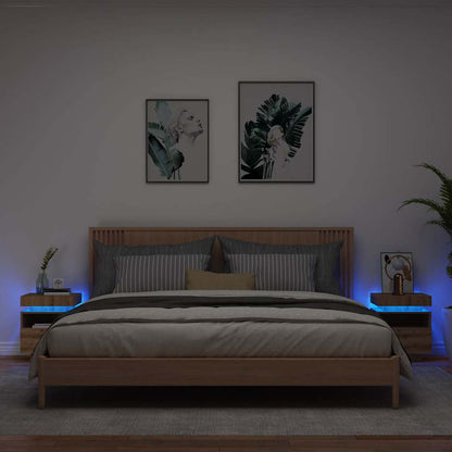 vidaXL Bedside Cabinets with LED Lights 2 pcs Artisan Oak 40x39x48.5cm