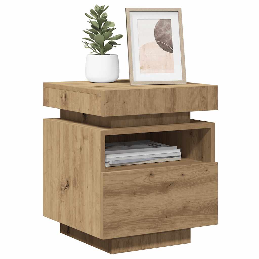vidaXL Bedside Cabinets with LED Lights 2 pcs Artisan Oak 40x39x48.5cm