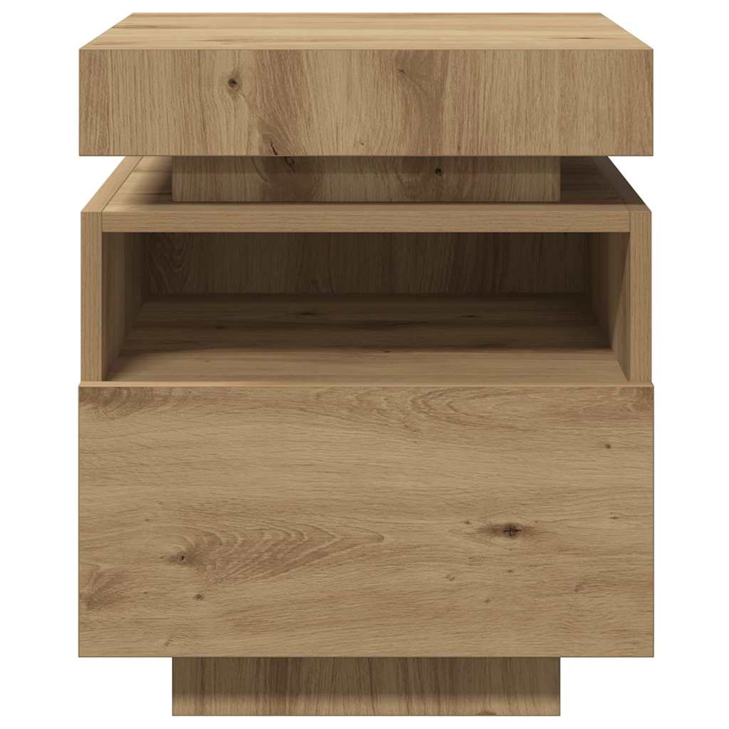 vidaXL Bedside Cabinets with LED Lights 2 pcs Artisan Oak 40x39x48.5cm