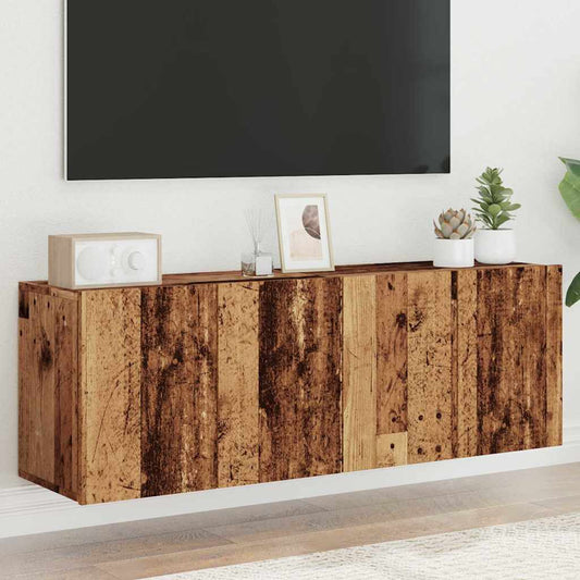vidaXL 2 Piece Wall-mounted TV Cabinet Set Old Wood 60x30x41 cm
