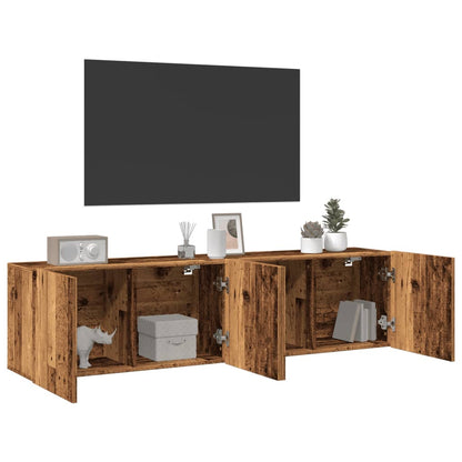 vidaXL 2 Piece Wall-mounted TV Cabinet Set Old Wood 80x30x41 cm