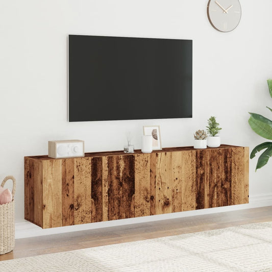 vidaXL 2 Piece Wall-mounted TV Cabinet Set Old Wood 80x30x41 cm