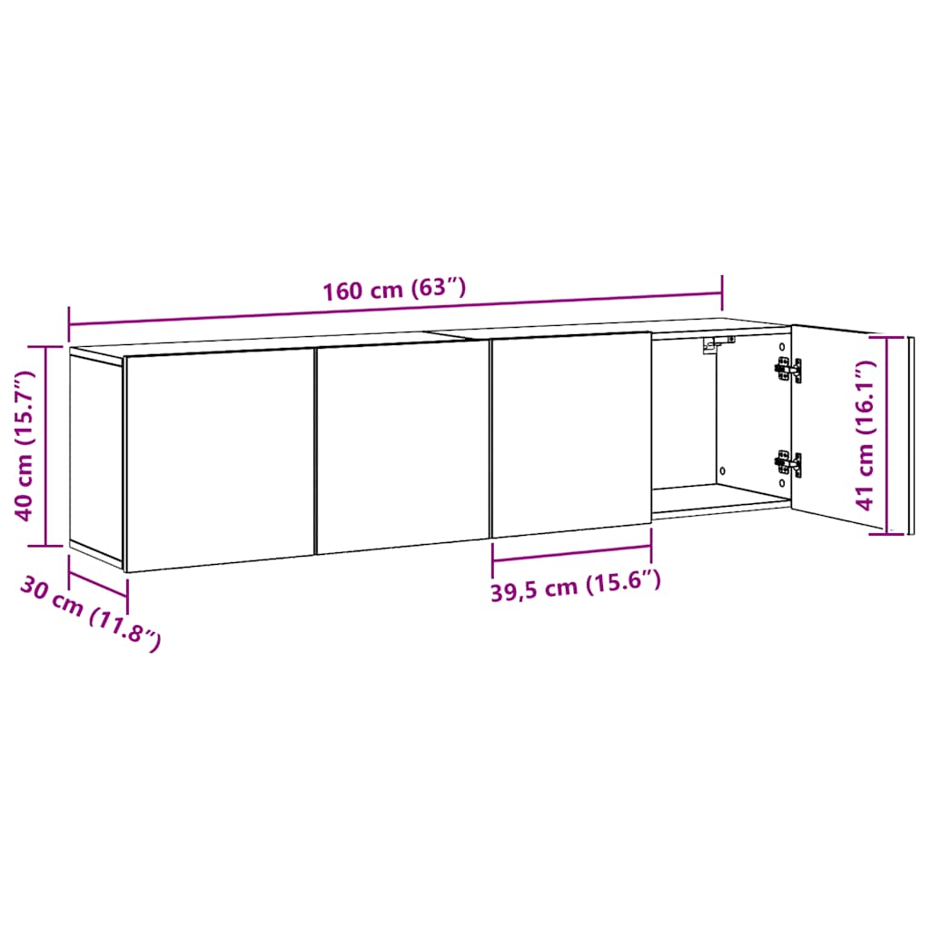 vidaXL TV Cabinets Wall-mounted 2 pcs Artisian Oak 80x30x41 cm