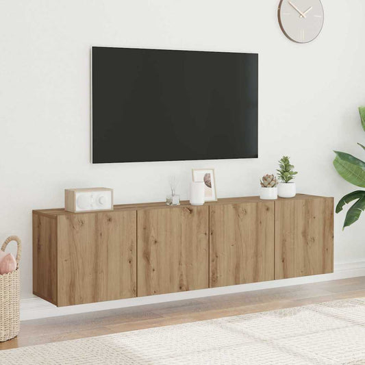 vidaXL 2 Piece Wall-mounted TV Cabinet Set Artisian Oak 80x30x41 cm