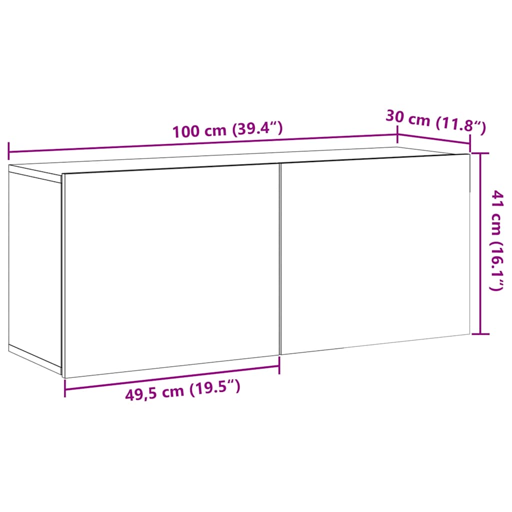 vidaXL TV Cabinet Wall-mounted Old Wood 100x30x41 cm