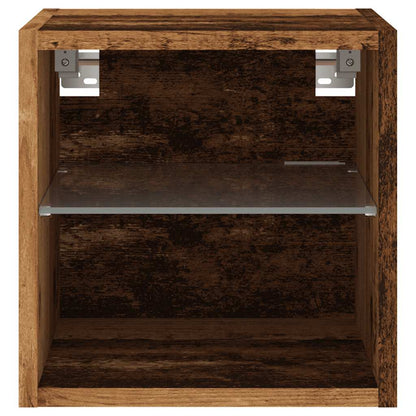 vidaXL TV Wall Cabinet with LED Lights Old Wood 30x28,5x30 cm