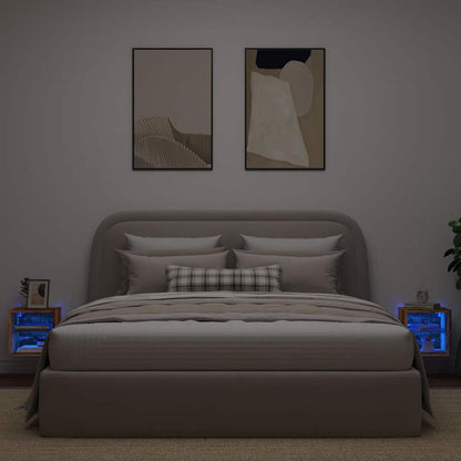 vidaXL TV Wall Cabinets with LED Lights 2 pcs Old Wood 30x28,5x30 cm