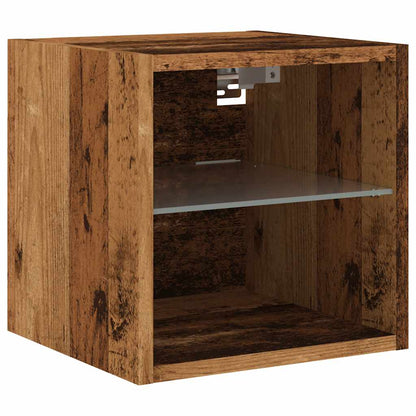 vidaXL TV Wall Cabinets with LED Lights 2 pcs Old Wood 30x28,5x30 cm