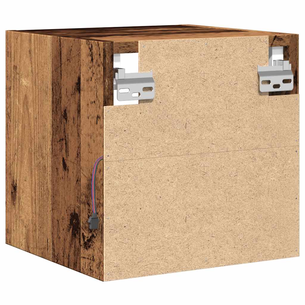 vidaXL TV Wall Cabinets with LED Lights 2 pcs Old Wood 30x28,5x30 cm