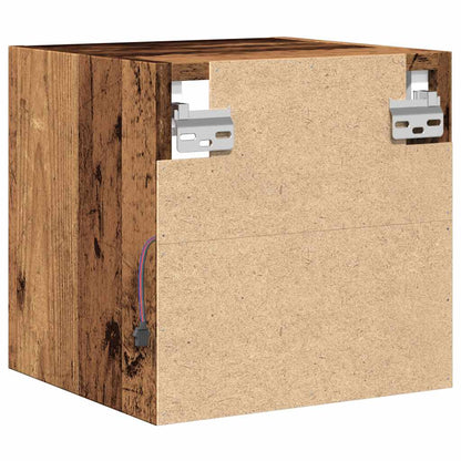 vidaXL TV Wall Cabinets with LED Lights 2 pcs Old Wood 30x28,5x30 cm