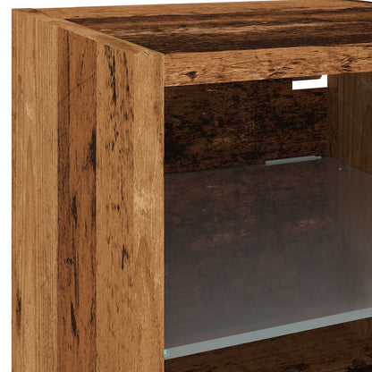 vidaXL TV Wall Cabinets with LED Lights 2 pcs Old Wood 30x28,5x30 cm