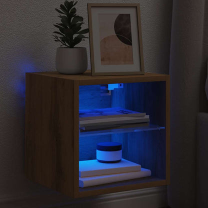 vidaXL TV Wall Cabinet with LED Lights Artisan Oak 30x28.5x30 cm