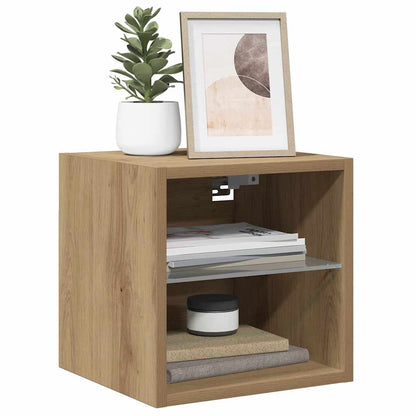 vidaXL TV Wall Cabinet with LED Lights Artisan Oak 30x28.5x30 cm