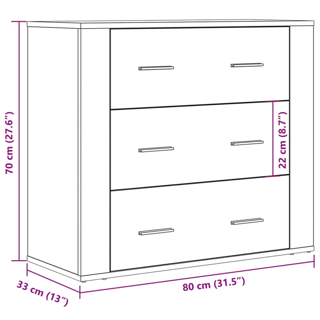 vidaXL Sideboard Old Wood 80x33x70 cm Engineered Wood