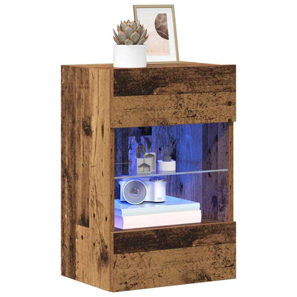 vidaXL Wall Cabinets with LED Lights for TV 2 pcs Old Wood 40x30x60,5 cm