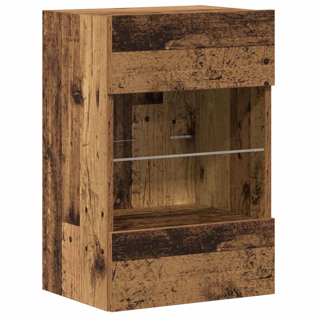 vidaXL Wall Cabinets with LED Lights for TV 2 pcs Old Wood 40x30x60,5 cm