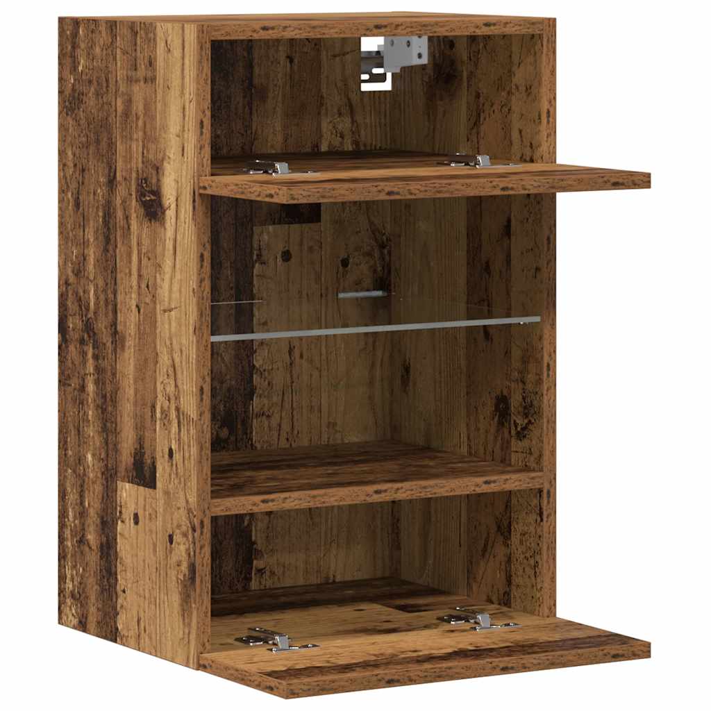 vidaXL Wall Cabinets with LED Lights for TV 2 pcs Old Wood 40x30x60,5 cm