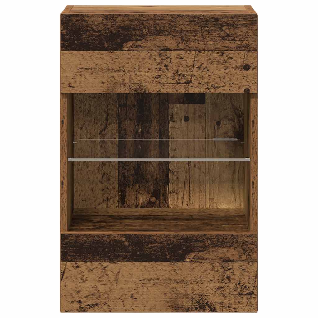 vidaXL Wall Cabinets with LED Lights for TV 2 pcs Old Wood 40x30x60,5 cm