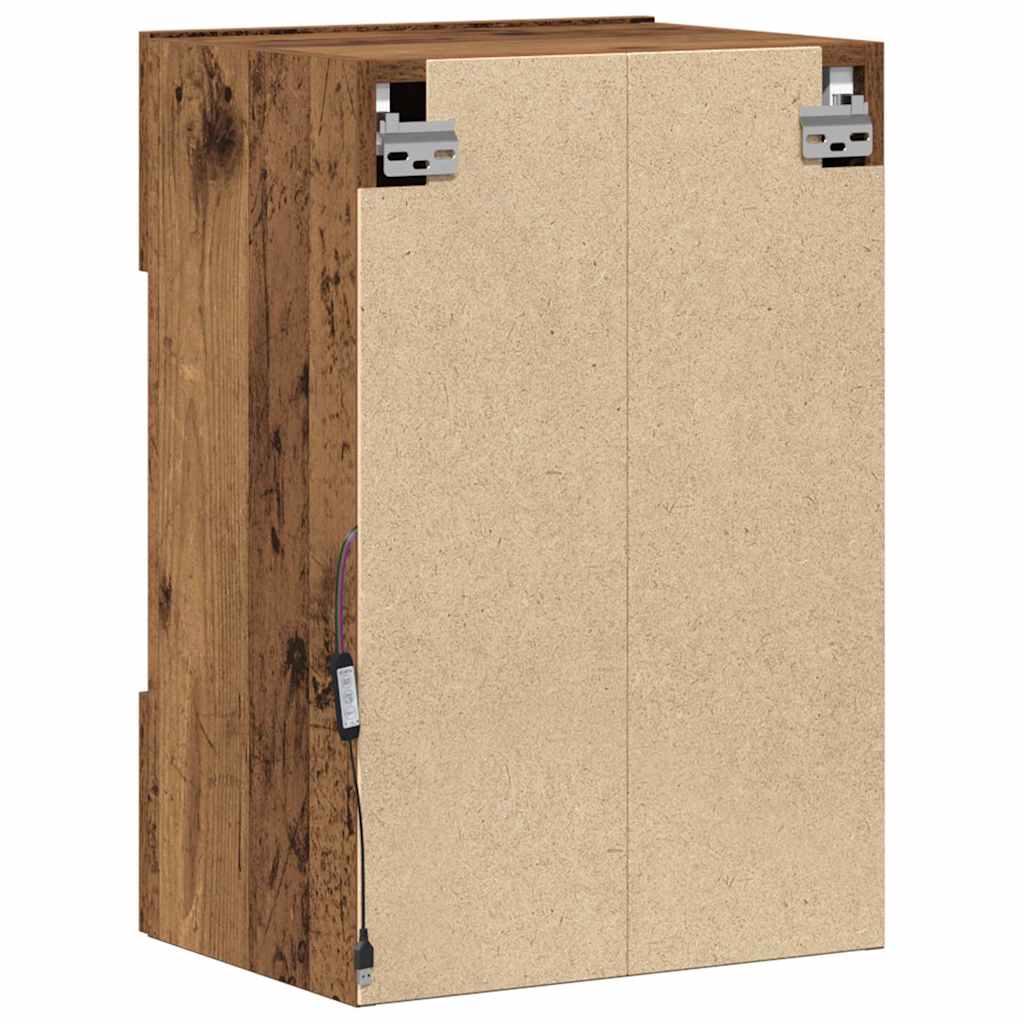 vidaXL Wall Cabinets with LED Lights for TV 2 pcs Old Wood 40x30x60,5 cm