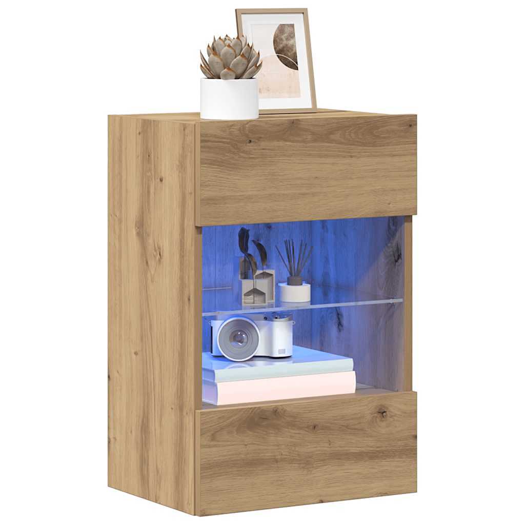 vidaXL Wall Cabinets with LED Lights for TV 2 pcs Artisan Oak 40x30x60,5 cm