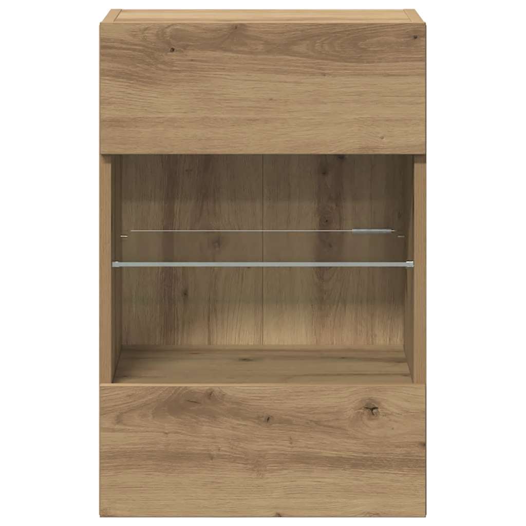 vidaXL Wall Cabinets with LED Lights for TV 2 pcs Artisan Oak 40x30x60,5 cm
