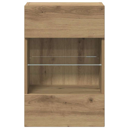 vidaXL Wall Cabinets with LED Lights for TV 2 pcs Artisan Oak 40x30x60,5 cm
