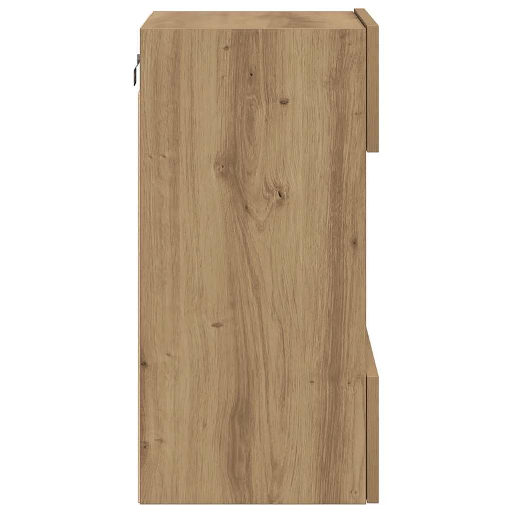 vidaXL Wall Cabinets with LED Lights for TV 2 pcs Artisan Oak 40x30x60,5 cm