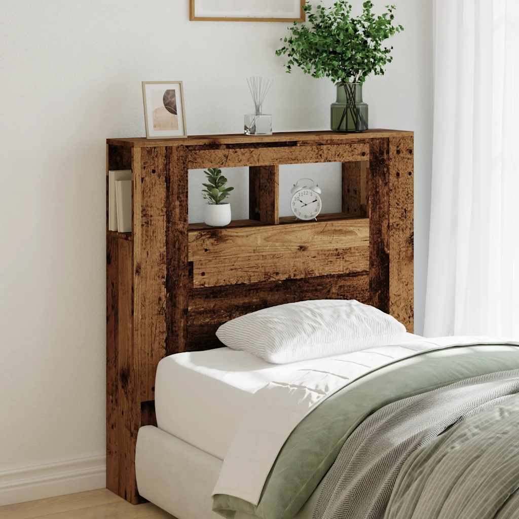 vidaXL LED Headboard Old Wood 100x18,5x103,5 cm Engineered Wood