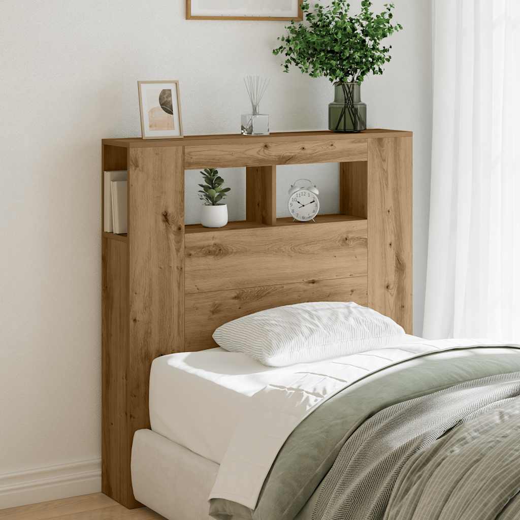 vidaXL LED Headboard Artisan Oak 100x18,5x103,5 cm Engineered Wood