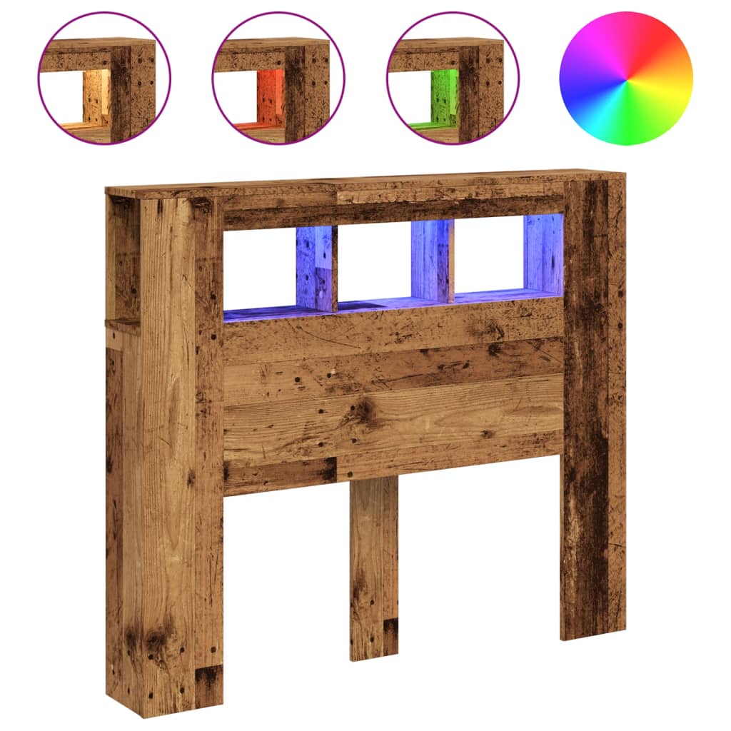 vidaXL LED Headboard Old Wood 120x18.5x103.5 cm Engineered Wood