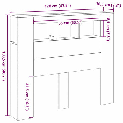vidaXL LED Headboard Artisan Oak 120x18,5x103,5 cm Engineered Wood