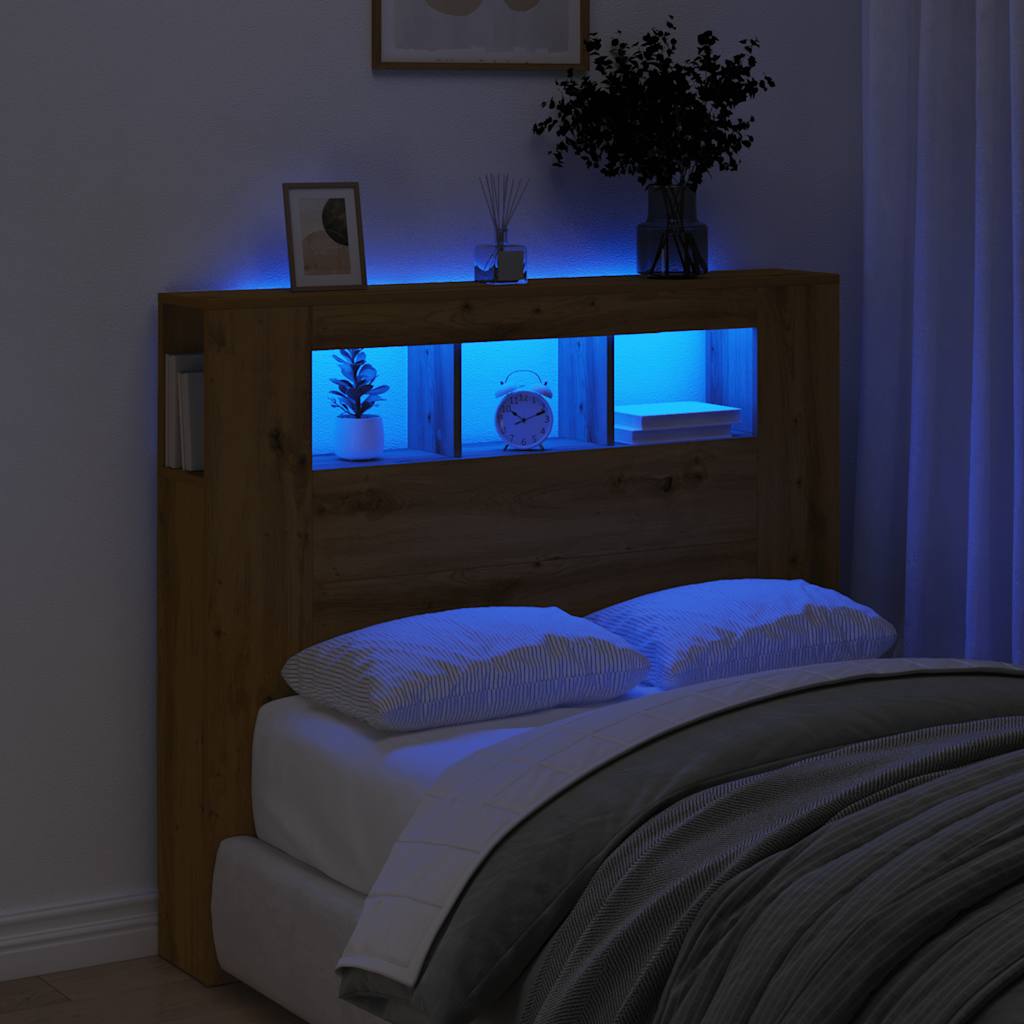 vidaXL LED Headboard Artisan Oak 120x18,5x103,5 cm Engineered Wood