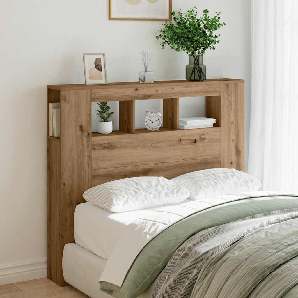 vidaXL LED Headboard Artisan Oak 120x18,5x103,5 cm Engineered Wood