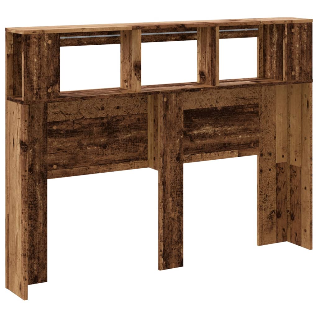 vidaXL LED Headboard Old Wood 140x18,5x103,5 cm Engineered Wood