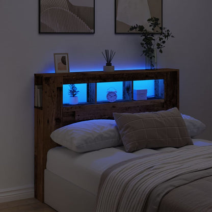 vidaXL LED Headboard Old Wood 140x18,5x103,5 cm Engineered Wood