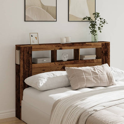 vidaXL LED Headboard Old Wood 160x18,5x103,5 cm Engineered Wood