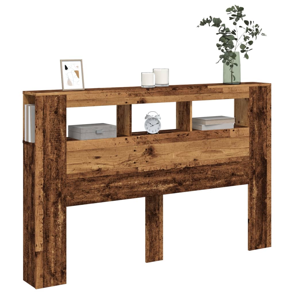 vidaXL LED Headboard Old Wood 160x18,5x103,5 cm Engineered Wood