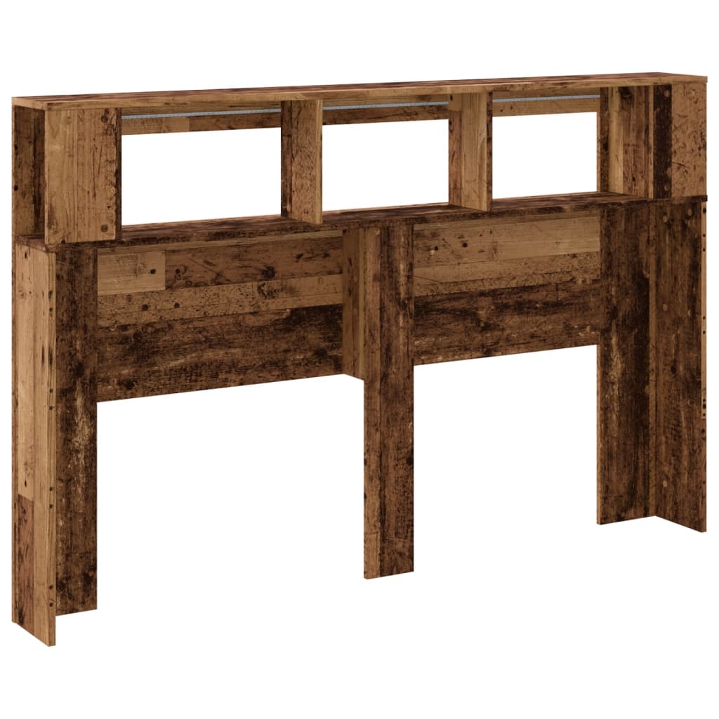 vidaXL LED Headboard Old Wood 160x18,5x103,5 cm Engineered Wood