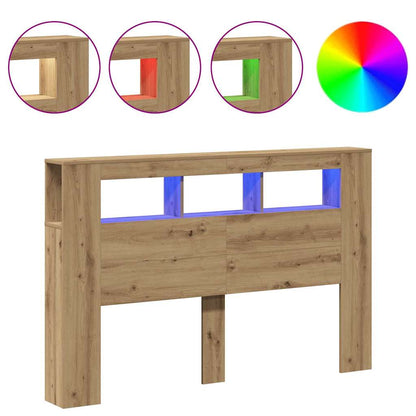 vidaXL LED Headboard Artisan Oak 160x18,5x103,5 cm Engineered Wood