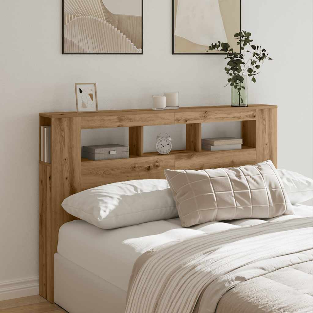 vidaXL LED Headboard Artisan Oak 160x18,5x103,5 cm Engineered Wood