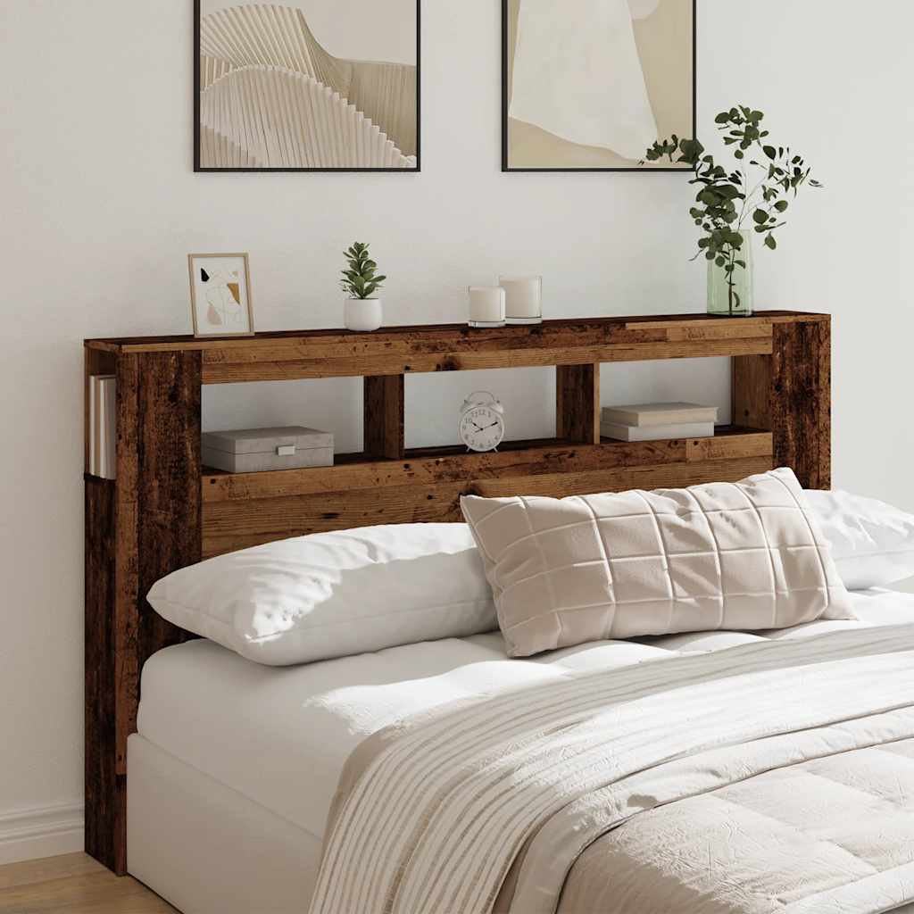 vidaXL LED Headboard Old Wood 180x18,5x103,5 cm Engineered Wood