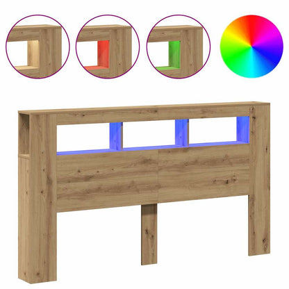 vidaXL LED Headboard Artisan Oak 180x18,5x103,5 cm Engineered Wood