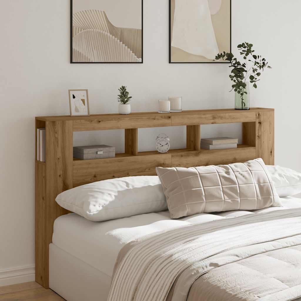 vidaXL LED Headboard Artisan Oak 180x18,5x103,5 cm Engineered Wood