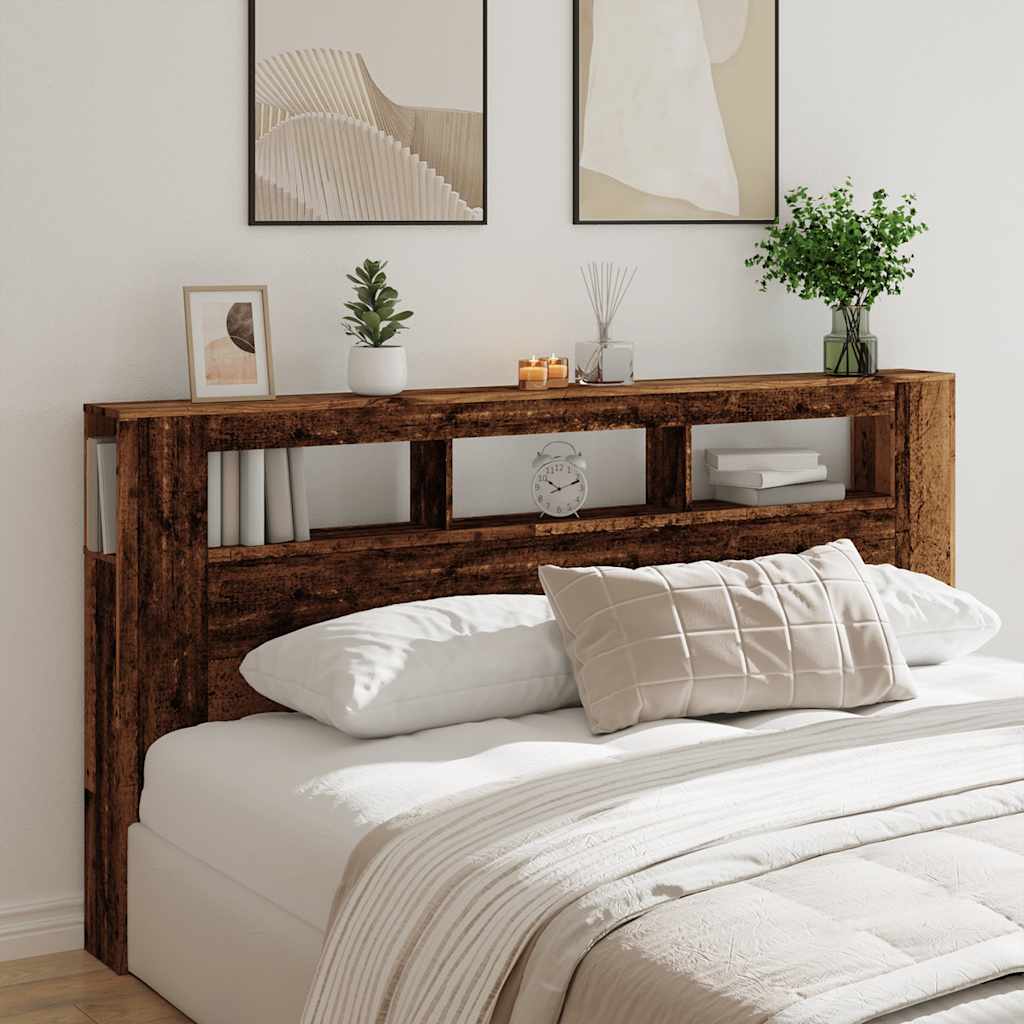 vidaXL LED Headboard Old Wood 200x18,5x103,5 cm Engineered Wood