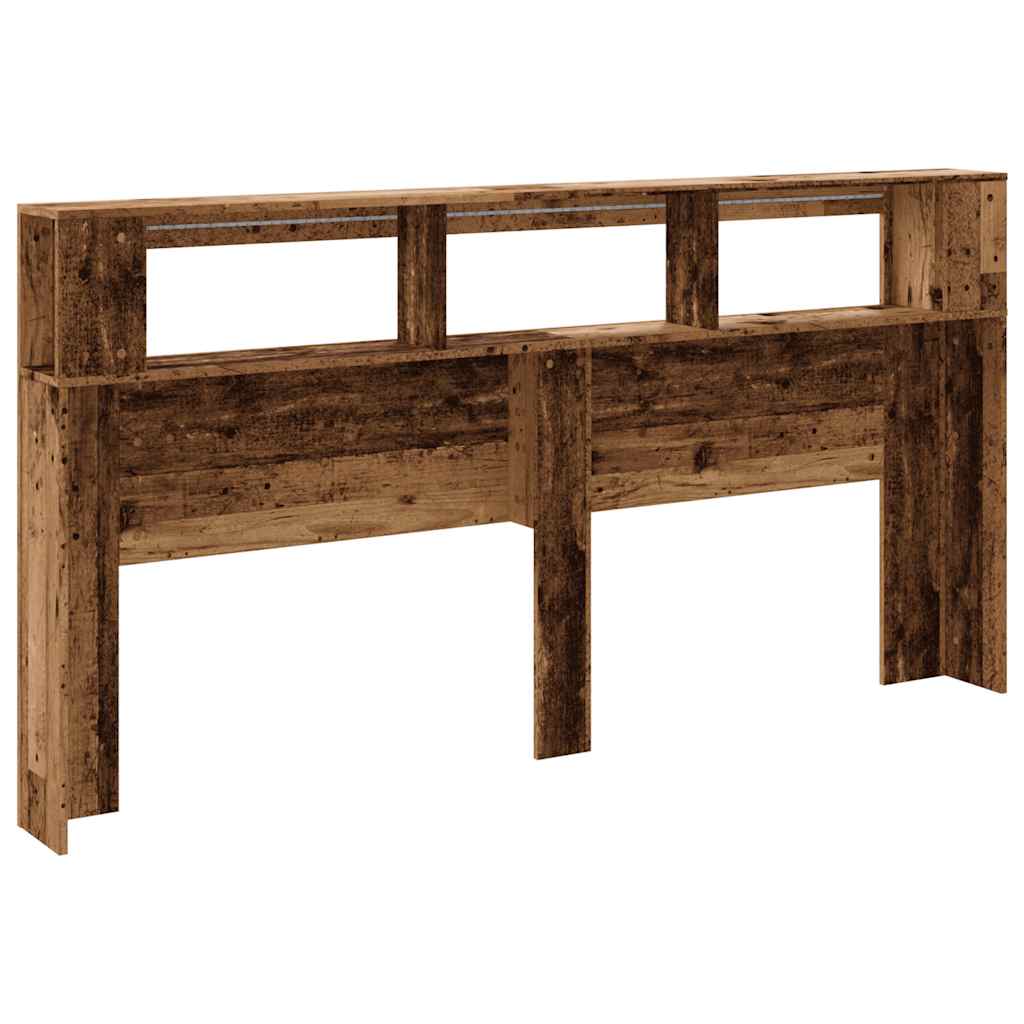 vidaXL LED Headboard Old Wood 200x18,5x103,5 cm Engineered Wood