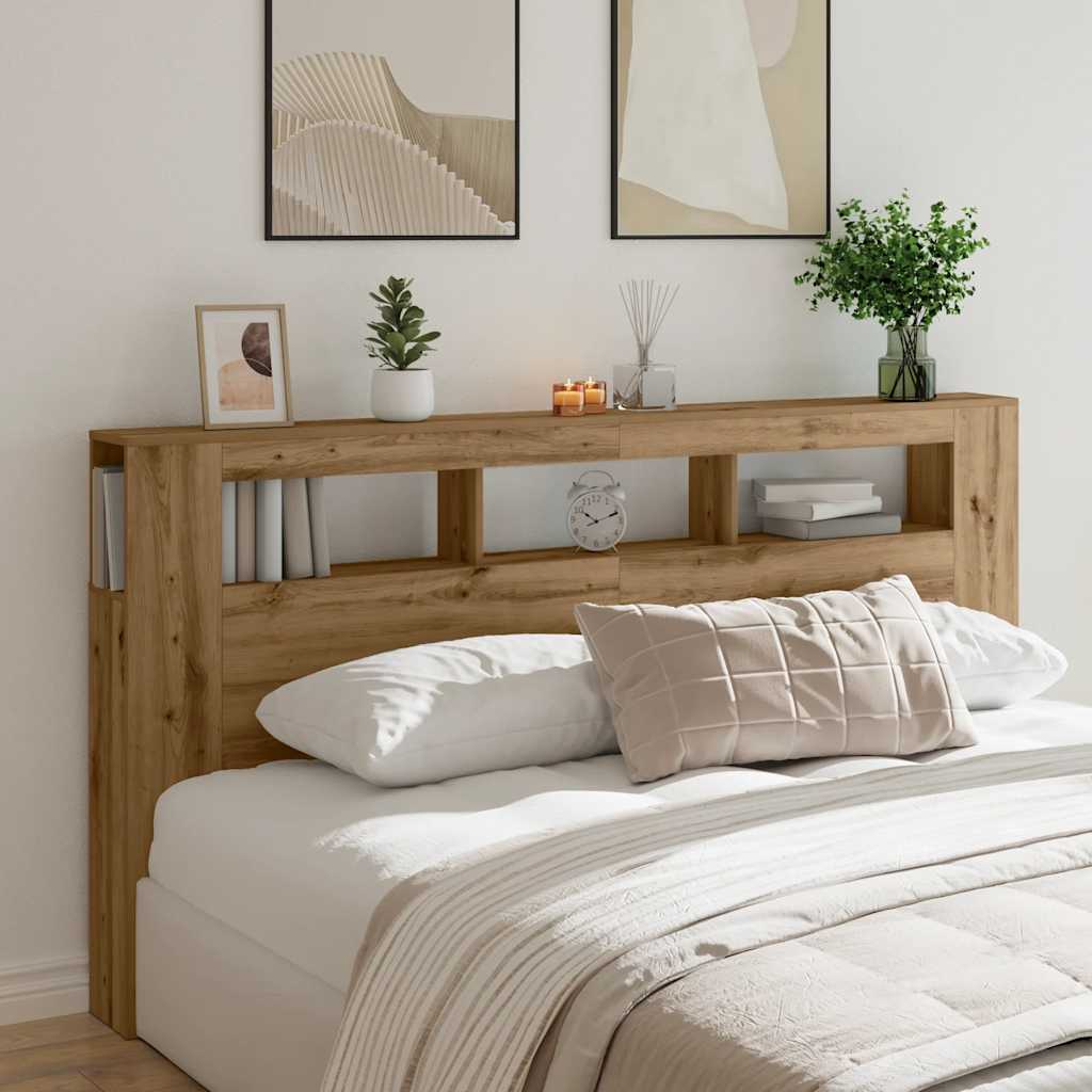 vidaXL LED Headboard Artisan Oak 200x18,5x103,5 cm Engineered Wood